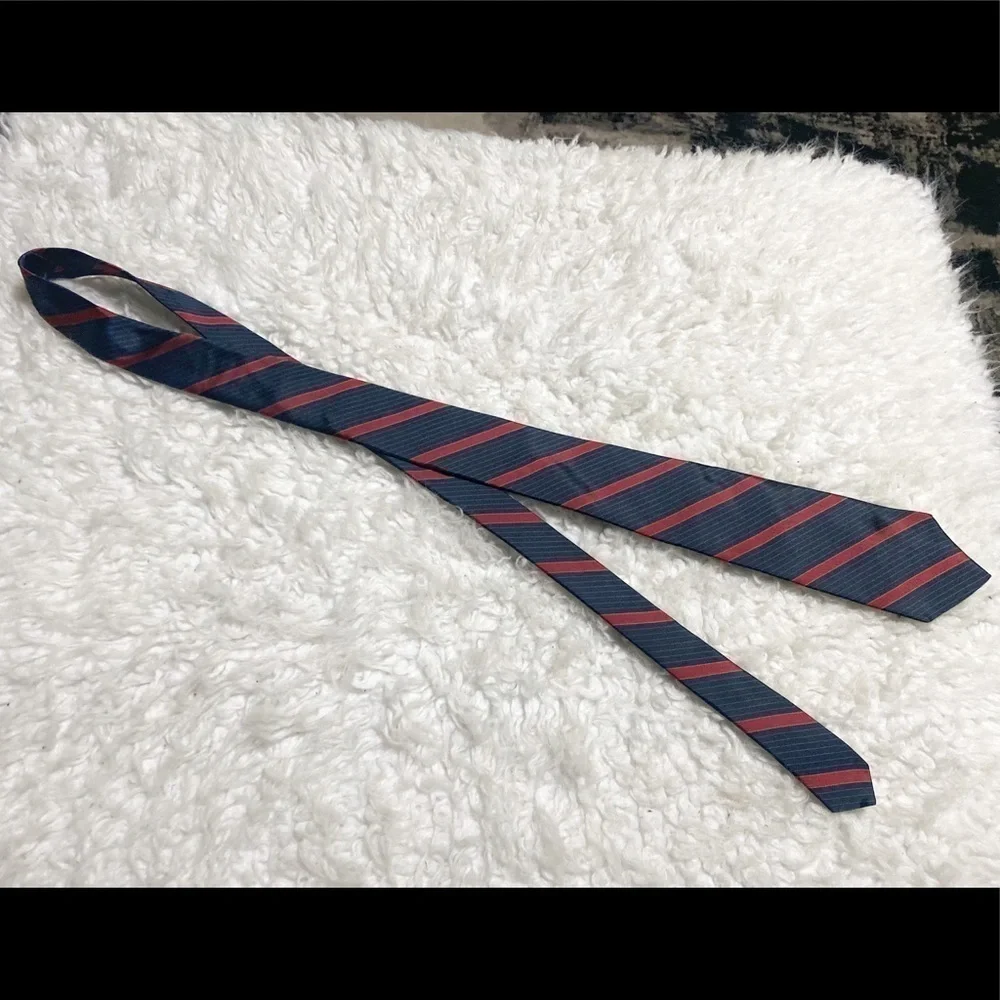 Calvin Klein Navy & Red Stripe Silk Necktie